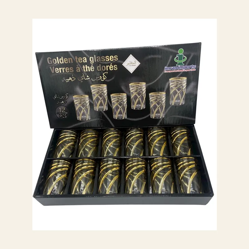 Golden Tea Glasses 12 pcs X6 6070_12DD — wholesale serveware
