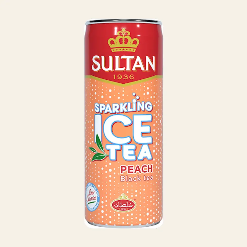 Sultan Peach Sparkling Ice Tea 33cLx24 — wholesale tea & beverages