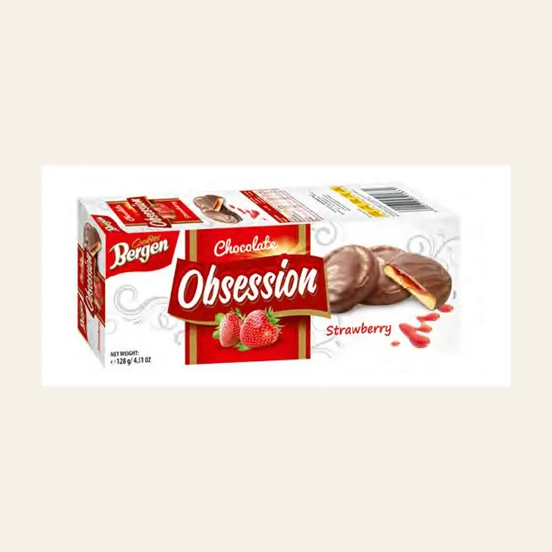 Bergen Obsession Cookies with Strawberry 145g X18 — wholesale baking & sweets