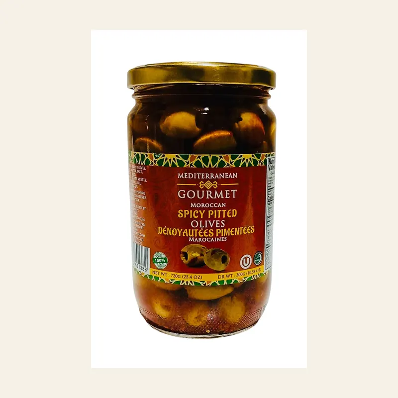 Med Gourmet Spicy Pitted Olives Denooyautees Pimentees 720 g x 12 — wholesale pantry & grains