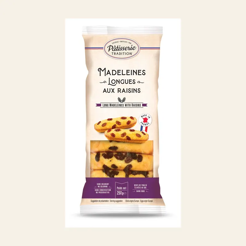 Pattisserie Tradtn Madeleine longues aux raisins 250g X 16 — wholesale baking & sweets